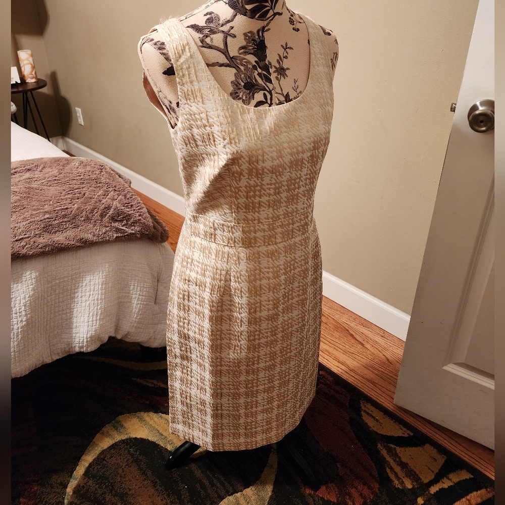 Banana Republic gold patterned dress.